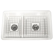 Dualmount Farmhouse Sink, 60/40 Double Bowl in White Fireclay