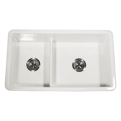 Farmhouse Sink, Wellfleet, 60/40 Double Bowl, Fireclay, White