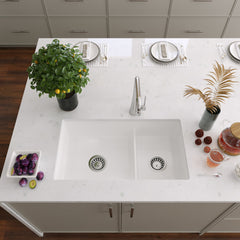 Farmhouse Sink, Wellfleet, 60/40 Double Bowl, Fireclay, White