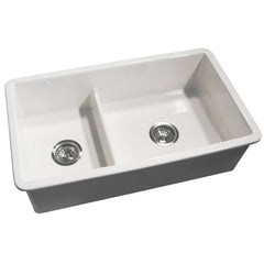 Farmhouse Sink, Wellfleet, 60/40 Double Bowl, Fireclay, White