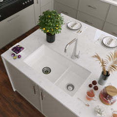 Farmhouse Sink, Wellfleet, 60/40 Double Bowl, Fireclay, White