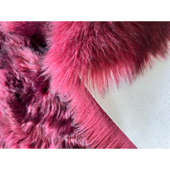 Faux Sheepskin Shag Area Rug, 9 ft 6 in x 12 ft 6 in with Black and Burgundy