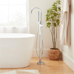 Lexia Floor Mounted Tub Filler Faucet and Valve in Chrome | product photo