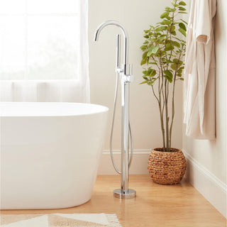 Lexia Floor Mounted Tub Filler Faucet and Valve in Chrome