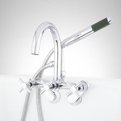 Sebastian Wall Mounted Variable Center Tub Faucet with Cross Handles in Chrome | product photo