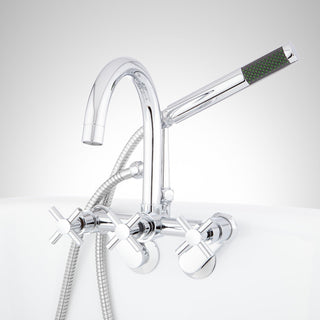 Sebastian Wall Mounted Variable Center Tub Faucet with Cross Handles in Chrome