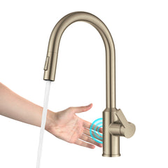 Oletto Touchless Sensor Pull-Down Single Handle Kitchen Faucet in Spot Free Antique Champagne Bronze | product photo