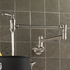 Wall Mount Pot Filler Kitchen Faucet in Brilliance Stainless | product photo