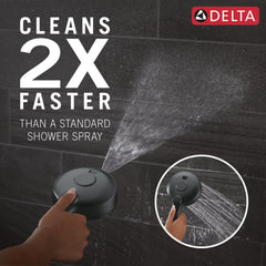 6-Setting HydroRain 2-in-1 Dual Shower Head with ProClean Spray, 2.5 GPM in Matte Black | product photo