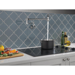 Traditional Chrome Pot Filler Kitchen Faucet, Wall Mount Kitchen Faucet, Chrome | product photo