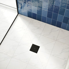 RainDrain 4" x 4" Tileable Drain Cover in Matte Black | product photo