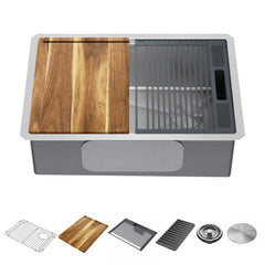 Lorelai Workstation Kitchen Sink Undermount Stainless Steel Single Bowl with WorkFlow™ Ledge | product photo