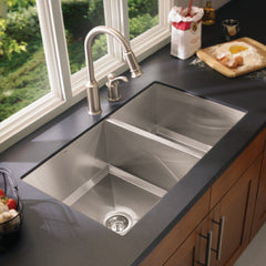 Prep 1600 Series Stainless Steel Undermount 34" x 20" Double Bowl Kitchen Sink | product photo