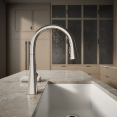 Graze Touchless Pull-Down Kitchen Sink Faucet with Voice Activation and Three-Function Sprayhead in Vibrant Stainless | product photo