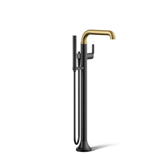 Tone Floor Mounted Clawfoot Tub Faucet in Matte Black/Moderne Brass | product photo