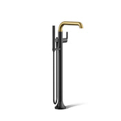 Tone Floor Mounted Clawfoot Tub Faucet in Matte Black/Moderne Brass
