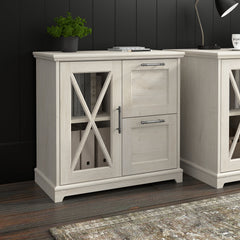 Filing Cabinet with 2 Drawers in Cream Engineered Wood