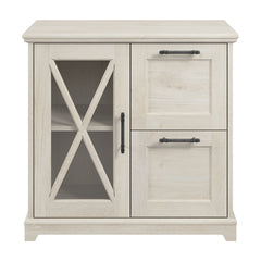 Filing Cabinet with 2 Drawers in Cream Engineered Wood