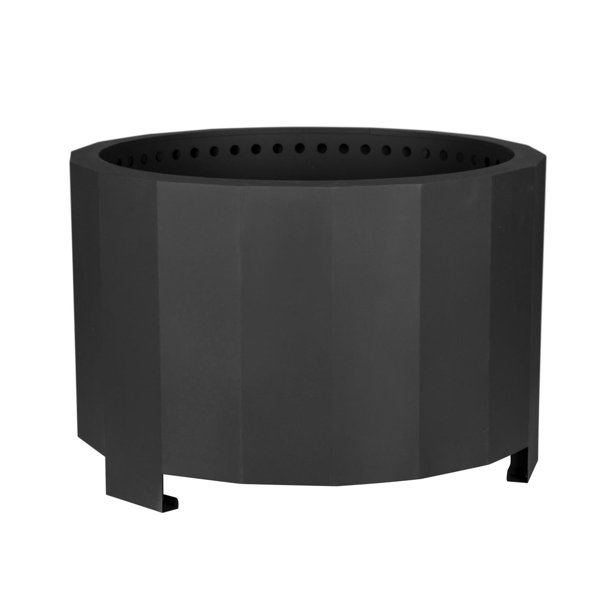 Fire Pit in Black Stainless Steel with Log Grate and Cover