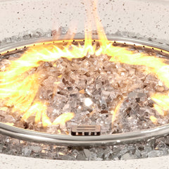 Fire Pit Table, 41 In Round, Concrete with Gray Fire Glass
