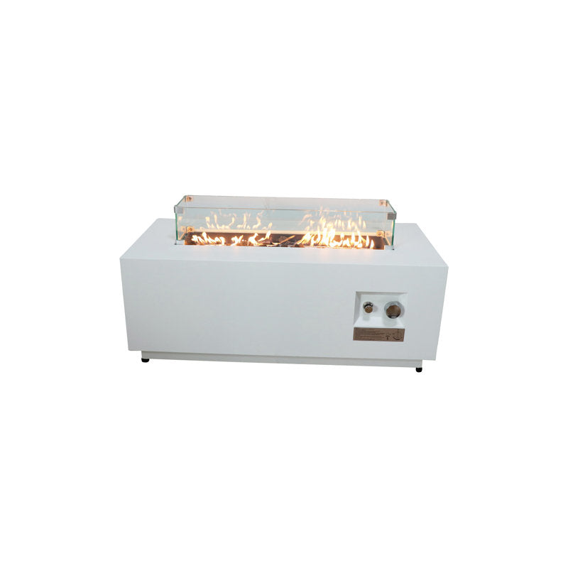 Fire Pit Table, 50,000 BTU Propane, White Powder-Coated Steel