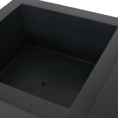 Fire Pit Table, Propane Concrete with Wood-Look Tabletop, Dark Gray and Brown