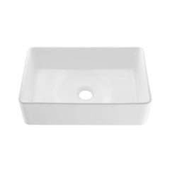Fireclay Farmhouse Kitchen Sink, Elegance, Single Basin in Glossy White