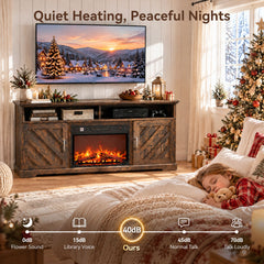 Fireplace TV Stand, Fits TVs Up to 70 Inches, Brown