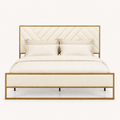 Front | Straight-on studio view of the full bed frame, including the headboard, footboard, and center support legs
