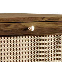 Five-Drawer Chest, Particle Board and Engineered Wood, Cane Panels, Brown