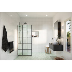 Fixed Shower Panel, Esprit, Frameless Tempered Glass, 36 x 78 In., Matte Black