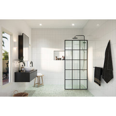 Fixed Shower Panel, Esprit, Frameless Tempered Glass, 36 x 78 In., Matte Black
