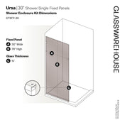 Fixed Shower Panel, Ursa, Frameless, Tinted Glass, 30 in. x 78 in.
