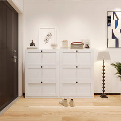 Flip Down Shoe Cabinets, 2-Piece Set in White Engineered Wood