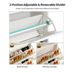 Flip Down Shoe Cabinets, 2-Piece Set in White Engineered Wood