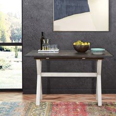 Flip-Top Dining Table, 47.75 in Wide, Light Gray/Charcoal Gray