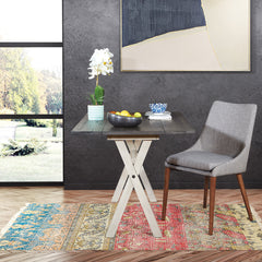 Flip-Top Dining Table, 47.75 in Wide, Light Gray/Charcoal Gray