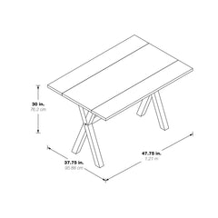 Flip-Top Dining Table, 47.75 in Wide, Light Gray/Charcoal Gray