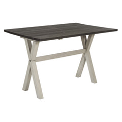 Flip-Top Dining Table, 47.75 in Wide, Light Gray/Charcoal Gray
