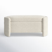 Flip-Top Storage Bench, Ivory White Boucle with Birch Legs