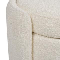 Flip-Top Storage Bench, Ivory White Boucle with Birch Legs