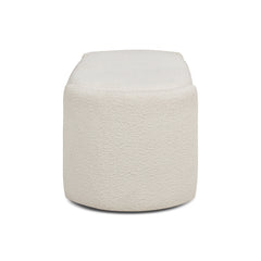 Flip-Top Storage Bench, Ivory White Boucle with Birch Legs