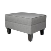 Flip Top Storage Ottoman, Gray Polyester Blend with Black Wood Legs