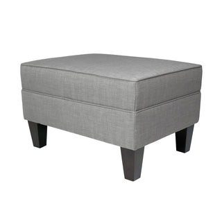 Flip Top Storage Ottoman, Gray Polyester Blend with Black Wood Legs