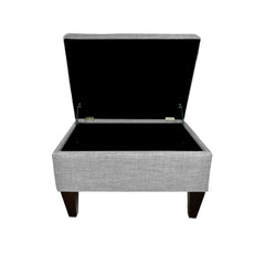 Flip Top Storage Ottoman, Gray Polyester Blend with Black Wood Legs
