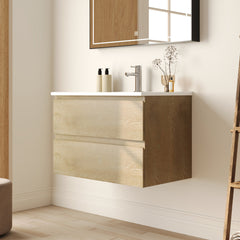 Floating Bathroom Vanity, Cove, 30 Inch, Wall Mounted, Ceramic Sink Top, White