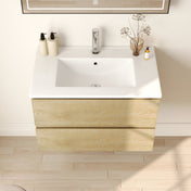Floating Bathroom Vanity, Cove, 30 Inch, Wall Mounted, Ceramic Sink Top, White