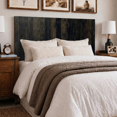 Floating Headboard, King, Solid Wood in Black Barrel