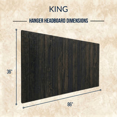 Floating Headboard, King, Solid Wood in Black Barrel