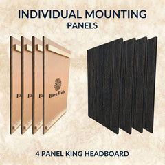 Floating Headboard, King, Solid Wood in Black Barrel